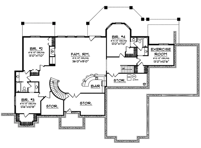 Southwestern House Plan Lower Level Floor - Talia Stucco Luxury Home 051S-0103 - Shop House Plans and More