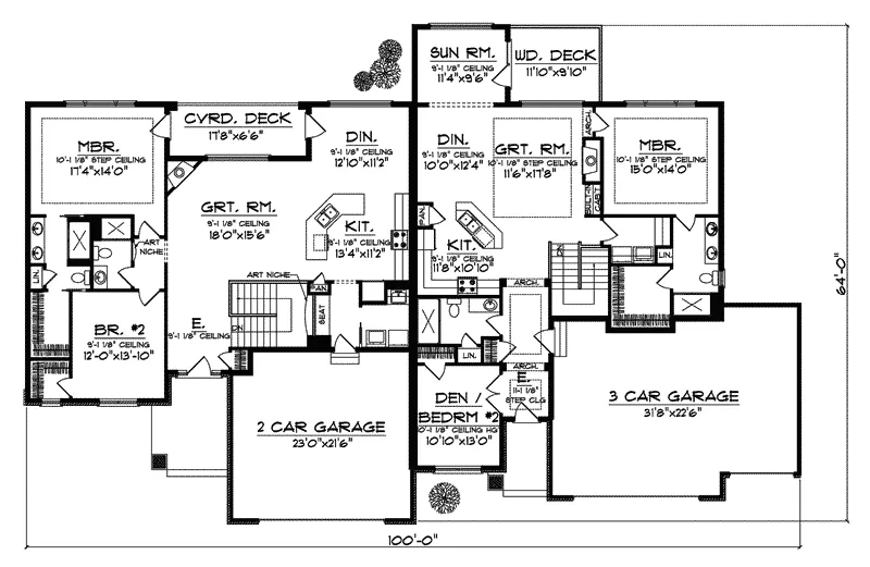 Multi-Family House Plan First Floor - Garrettberry Craftsman Duplex 051S-0104 - Search House Plans and More