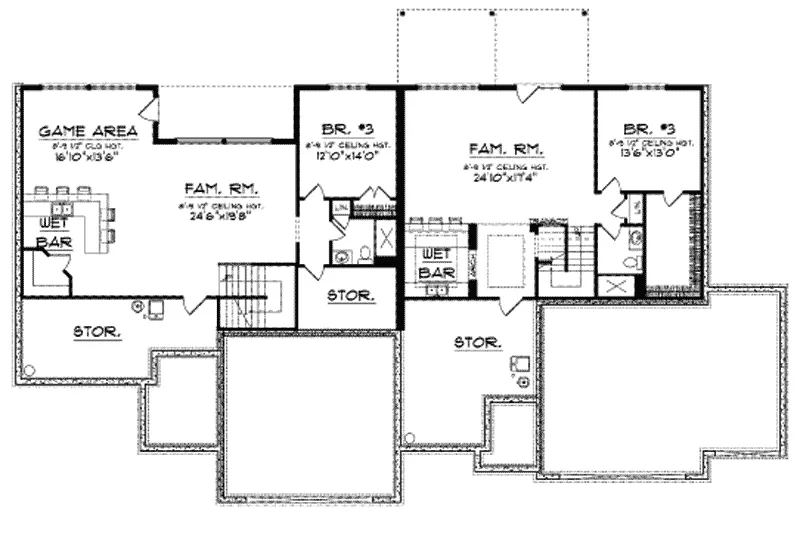 Multi-Family House Plan Lower Level Floor - Garrettberry Craftsman Duplex 051S-0104 - Search House Plans and More