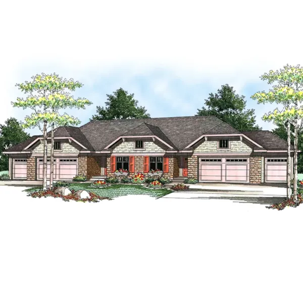 Country Style Multi-Family With Hip Roof Design