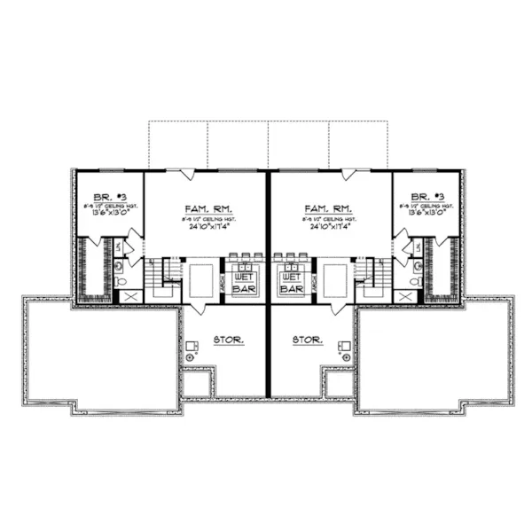 Craftsman House Plan Lower Level Floor - Country Farm Duplex 051S-0105 - Search House Plans and More