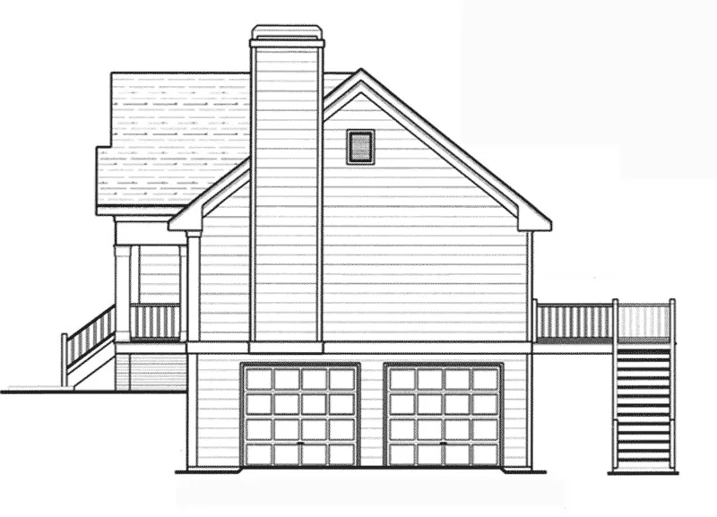 Traditional House Plan Right Elevation - Pecan Island Raised Ranch Home 052D-0002 - Shop House Plans and More