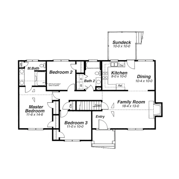 Southern House Plan First Floor - Winterhaven Ranch Home 052D-0003 - Shop House Plans and More