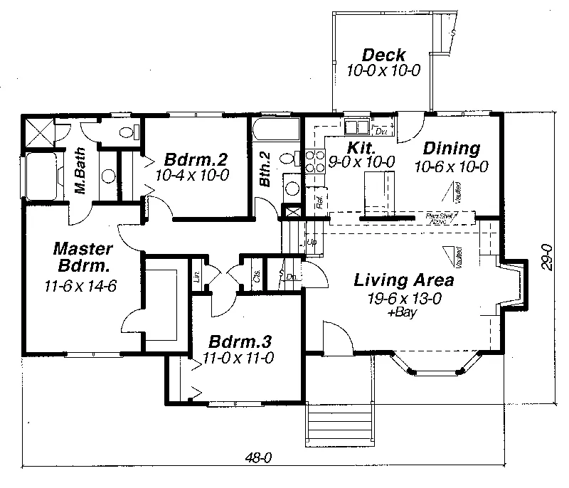 Contemporary House Plan First Floor - Woodville Split-Level Home 052D-0004 - Shop House Plans and More
