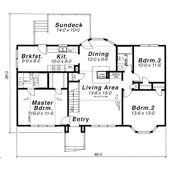 Ranch House Plan First Floor - Sundale Split-Level Home 052D-0008 - Shop House Plans and More