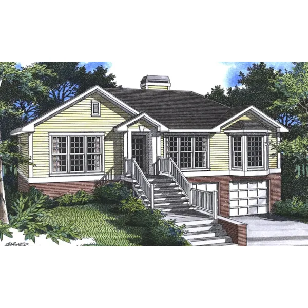 Traditional Style Home With Bay Window And Drive-Under Garage