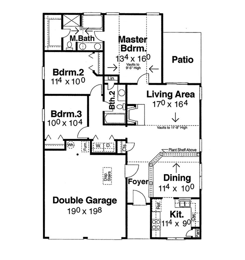 Ranch House Plan First Floor - Elkhart Lake Cottage Home 052D-0012 - Search House Plans and More