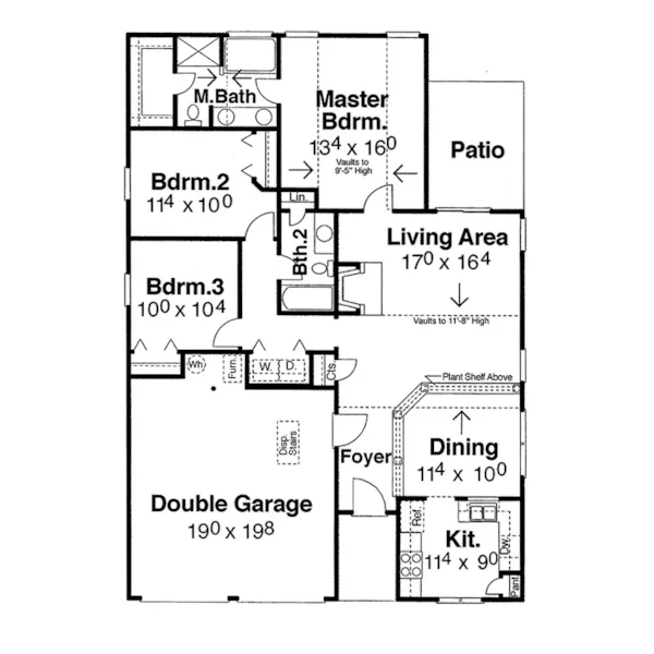 Ranch House Plan First Floor - Elkhart Lake Cottage Home 052D-0012 - Search House Plans and More