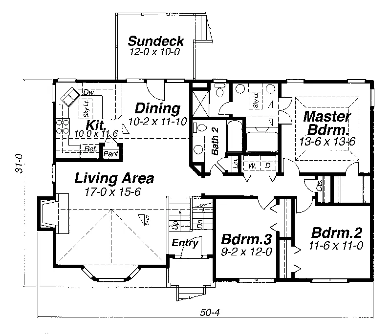 Traditional House Plan First Floor - Hubbel Ranch Home 052D-0014 - Search House Plans and More