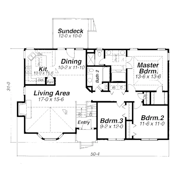 Traditional House Plan First Floor - Hubbel Ranch Home 052D-0014 - Search House Plans and More