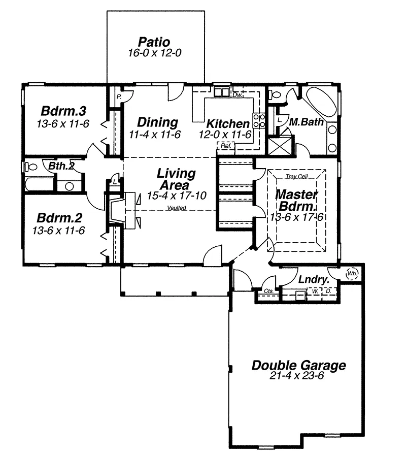 Ranch House Plan First Floor - Newton Ridge Country Home 052D-0026 - Shop House Plans and More