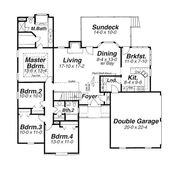 Craftsman House Plan First Floor - Beauchaine Traditional Home 052D-0030 - Search House Plans and More