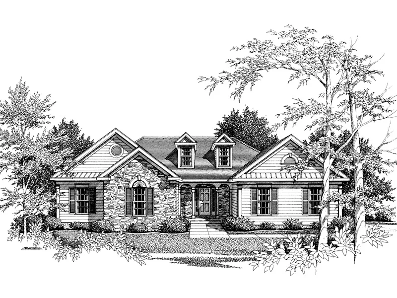 Ranch House Plan Front Image of House - Beauchaine Traditional Home 052D-0030 - Search House Plans and More