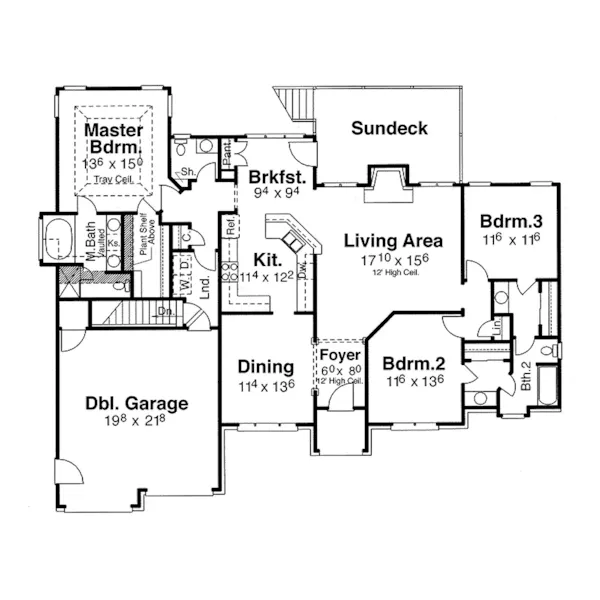 Ranch House Plan First Floor - Toronto Ranch Home 052D-0038 - Shop House Plans and More