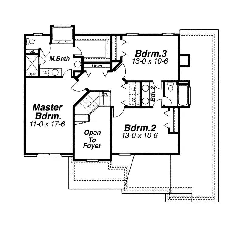 Traditional House Plan Second Floor - Ambassador Traditional Home 052D-0040 - Search House Plans and More