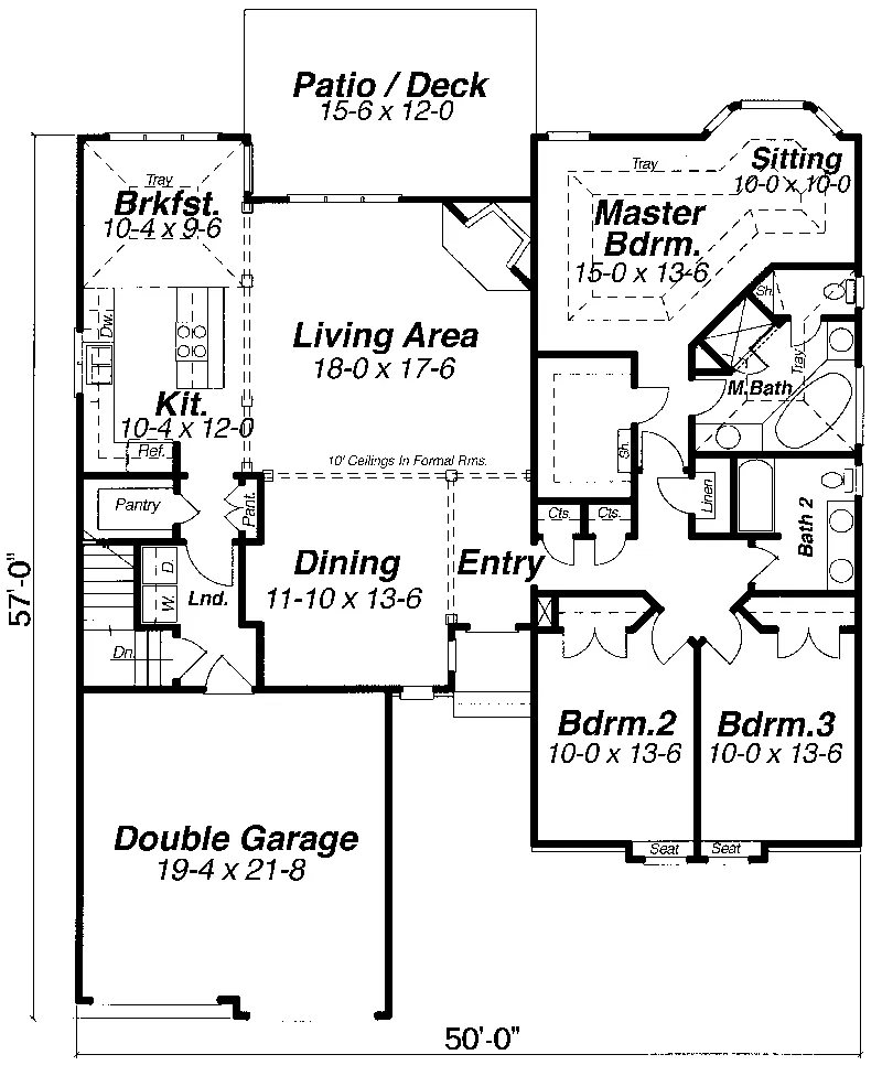 Traditional House Plan First Floor - Gladbridge Ranch Home 052D-0041 - Search House Plans and More