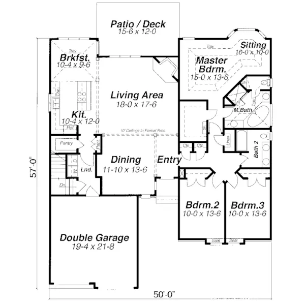 Ranch House Plan First Floor - Gladbridge Ranch Home 052D-0041 - Search House Plans and More