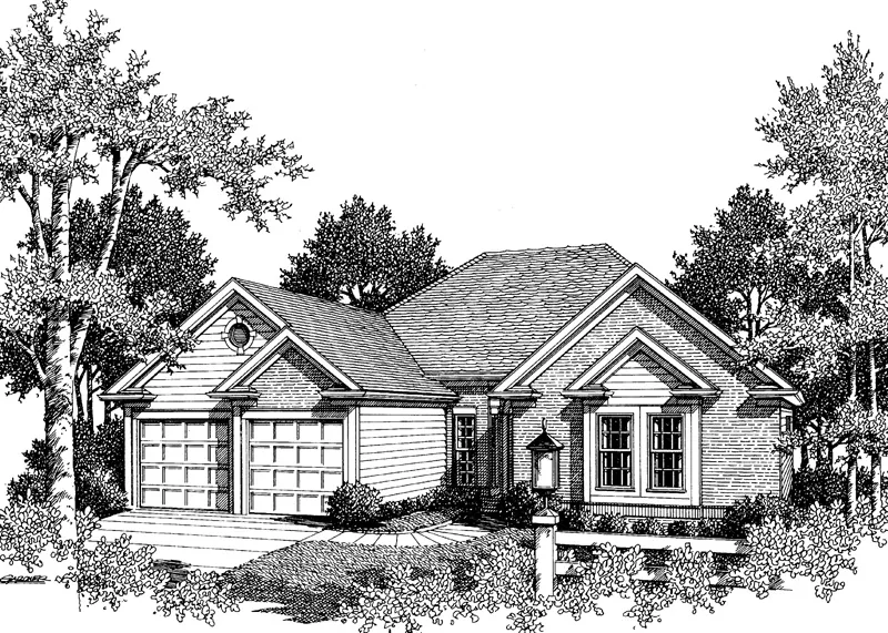 Traditional House Plan Front of Home - Gladbridge Ranch Home 052D-0041 - Search House Plans and More