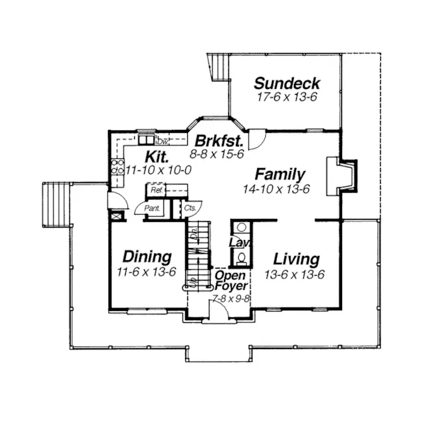 Lowcountry House Plan First Floor - Grist Mill Two-Story Farmhouse 052D-0055 - Search House Plans and More