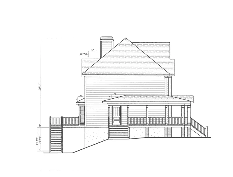 Southern House Plan Left Elevation - Grist Mill Two-Story Farmhouse 052D-0055 - Search House Plans and More
