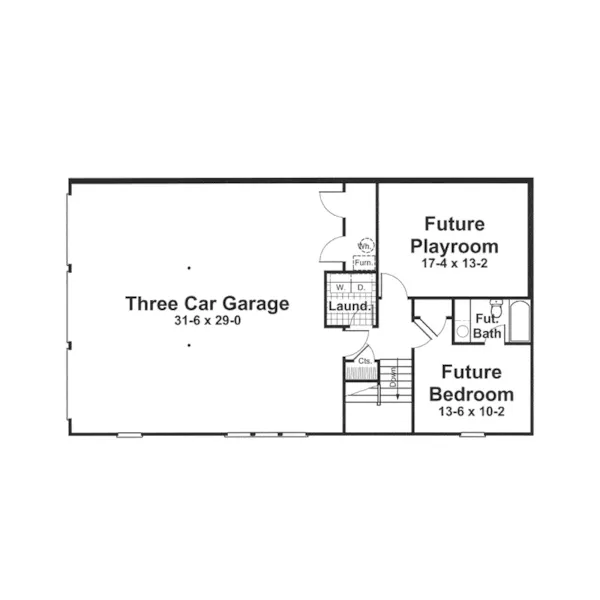 Lowcountry House Plan Lower Level Floor - Grist Mill Two-Story Farmhouse 052D-0055 - Search House Plans and More