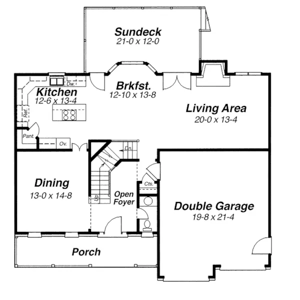 Country House Plan First Floor - Belle Harbor Traditional Home 052D-0063 - Search House Plans and More