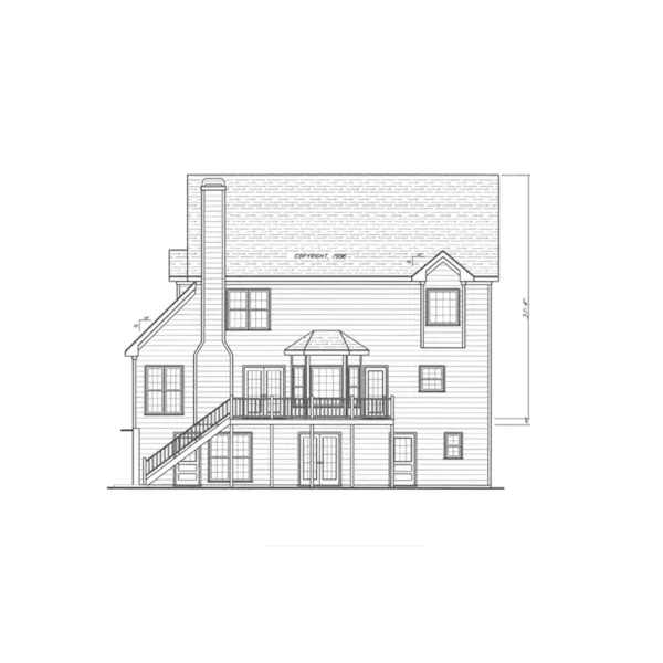 Country House Plan Rear Elevation - Belle Harbor Traditional Home 052D-0063 - Search House Plans and More