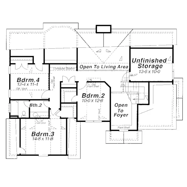 Country House Plan Second Floor - Conway Grove Two-Story Home 052D-0070 - Search House Plans and More