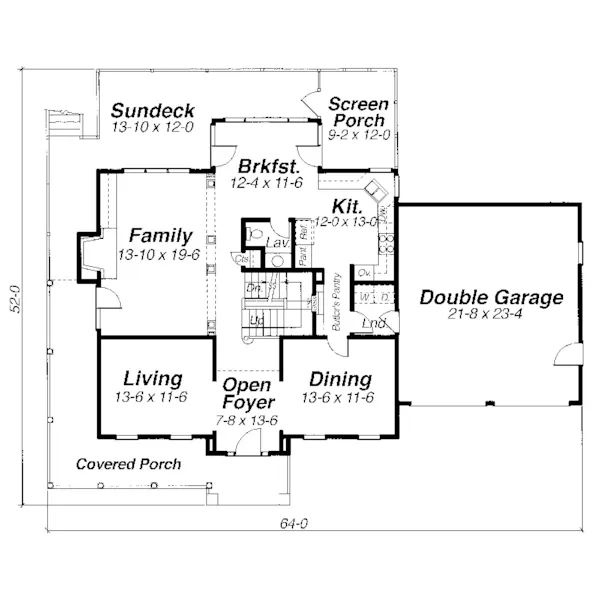 Country House Plan First Floor - Leeward Traditional Home 052D-0076 - Shop House Plans and More