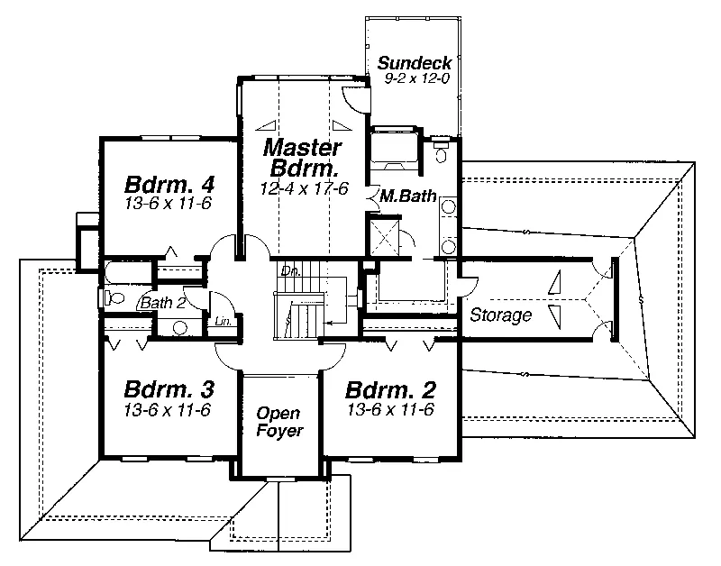 Country House Plan Second Floor - Leeward Traditional Home 052D-0076 - Shop House Plans and More