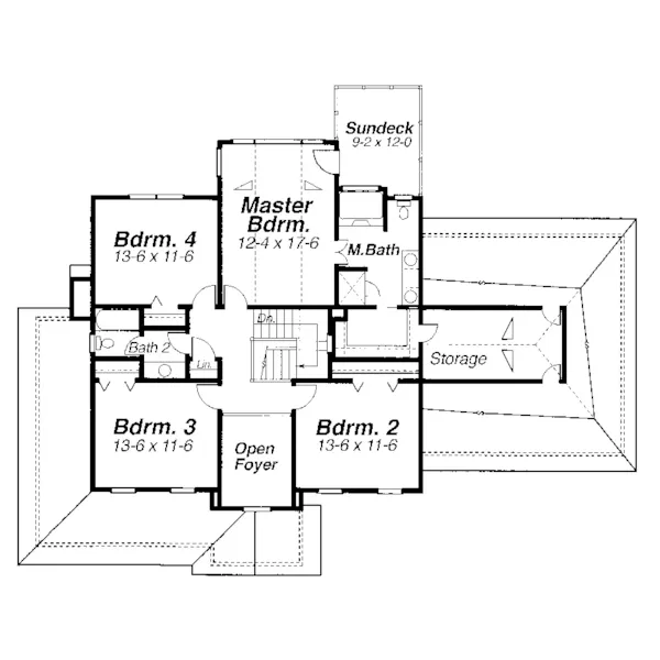 Country House Plan Second Floor - Leeward Traditional Home 052D-0076 - Shop House Plans and More