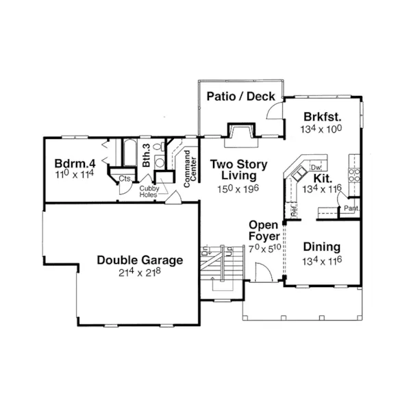 Traditional House Plan First Floor - Farmers Mill Country Home 052D-0078 - Search House Plans and More