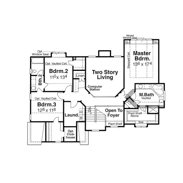 Traditional House Plan Second Floor - Farmers Mill Country Home 052D-0078 - Search House Plans and More