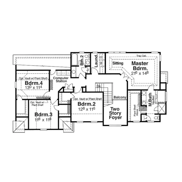 Traditional House Plan Second Floor - Horizon Hill Georgian Home 052D-0079 - Search House Plans and More