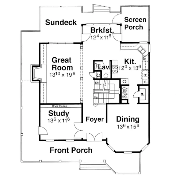 Farmhouse Plan First Floor - Pebble Valley Country Farmhouse 052D-0083 - Shop House Plans and More