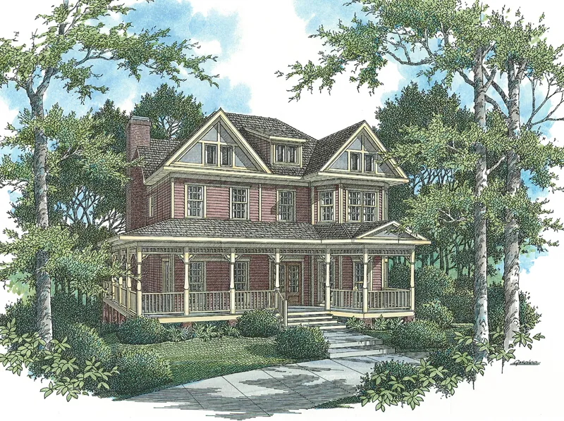 Southern Farmhouse Style Two-Story Is Symmetrically Pleasing 