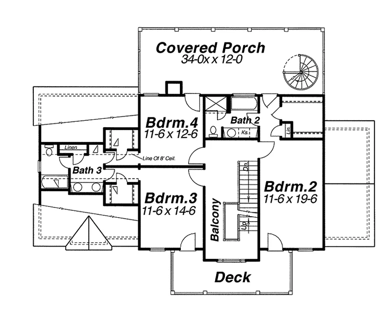 Farmhouse Plan Second Floor - Prindable Plantation Home 052D-0085 - Shop House Plans and More