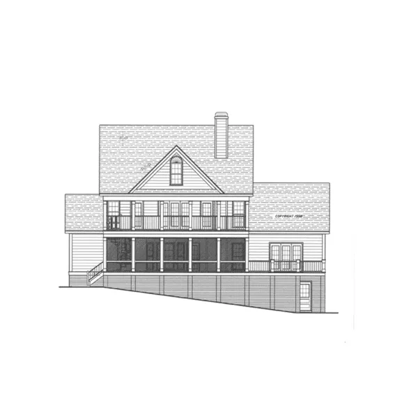 Plantation House Plan Rear Elevation - Prindable Plantation Home 052D-0085 - Shop House Plans and More