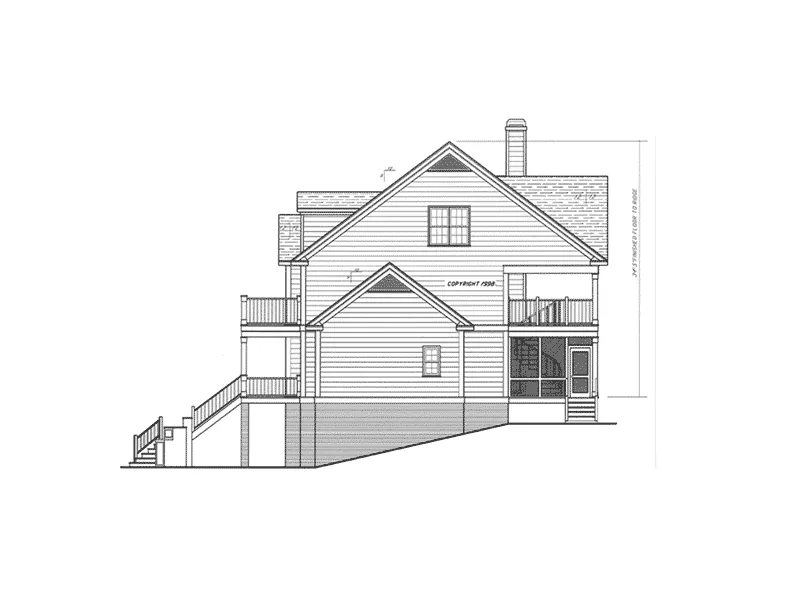Farmhouse Plan Right Elevation - Prindable Plantation Home 052D-0085 - Shop House Plans and More