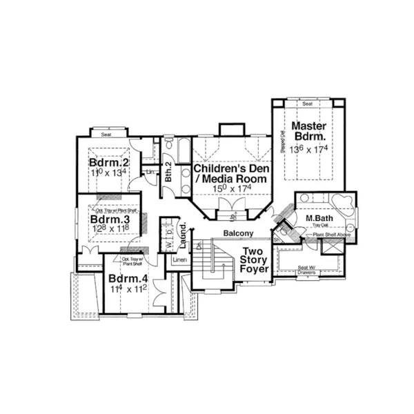 Traditional House Plan Second Floor - Lemonaco Traditional Home 052D-0087 - Shop House Plans and More