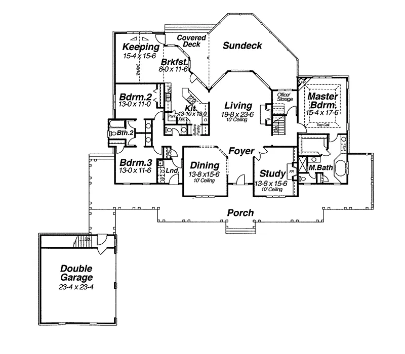 Ranch House Plan First Floor - Mitchell Park Country Home 052D-0089 - Shop House Plans and More