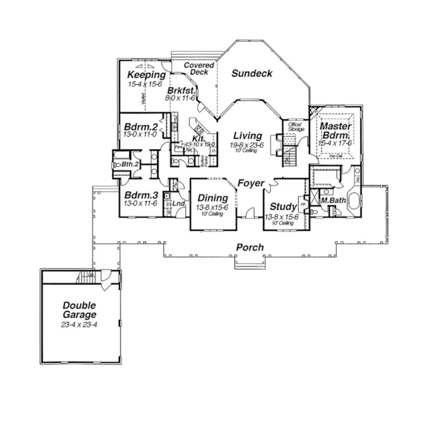 Ranch House Plan First Floor - Mitchell Park Country Home 052D-0089 - Shop House Plans and More