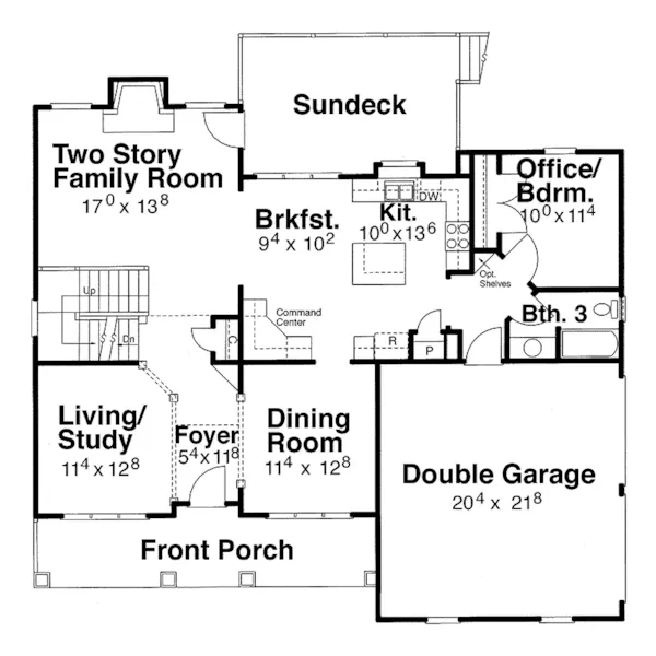 Shingle House Plan First Floor - Somerfield Southern Farmhouse 052D-0097 - Shop House Plans and More