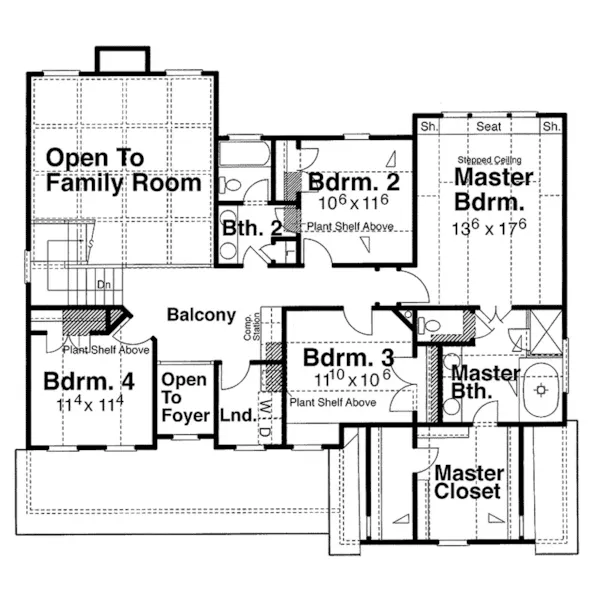 Shingle House Plan Second Floor - Somerfield Southern Farmhouse 052D-0097 - Shop House Plans and More