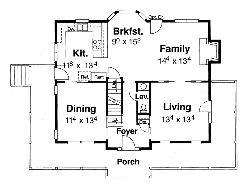 Country House Plan First Floor - Fontana Hill Country Farmhouse 052D-0100 - Search House Plans and More
