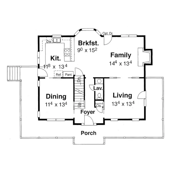 Farmhouse Plan First Floor - Fontana Hill Country Farmhouse 052D-0100 - Search House Plans and More