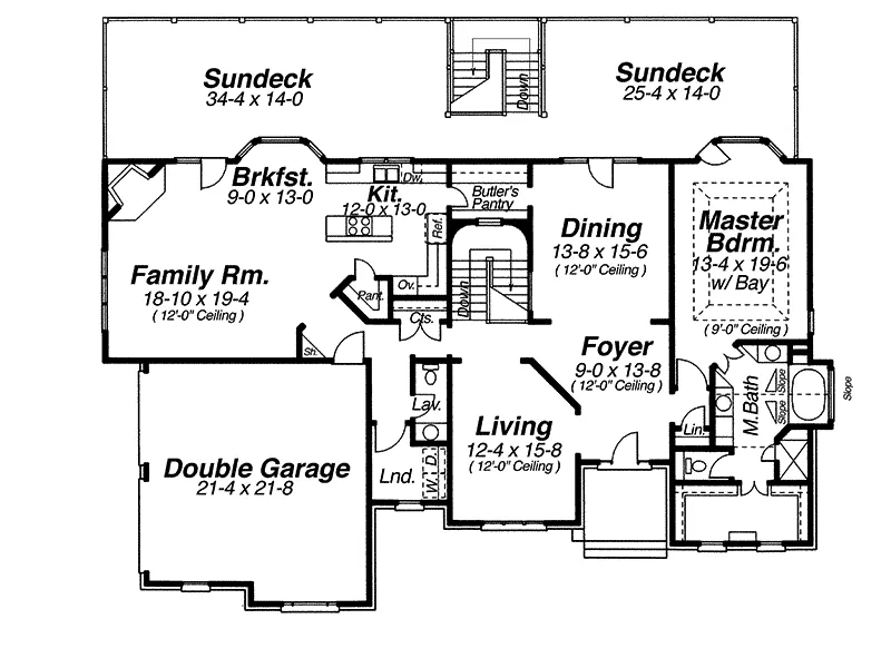 Traditional House Plan First Floor - Donnington Traditional Home 052D-0102 - Search House Plans and More