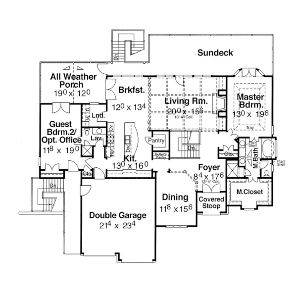 Prairie House Plan First Floor - Paderborn Luxury Home 052D-0103 - Shop House Plans and More