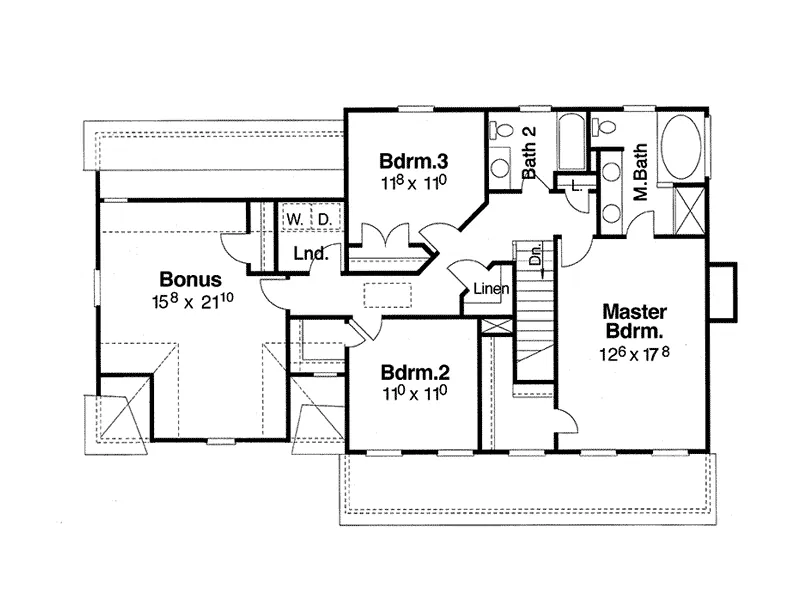 Colonial House Plan Second Floor - Sunsetgreen Colonial Home 052D-0106 - Shop House Plans and More