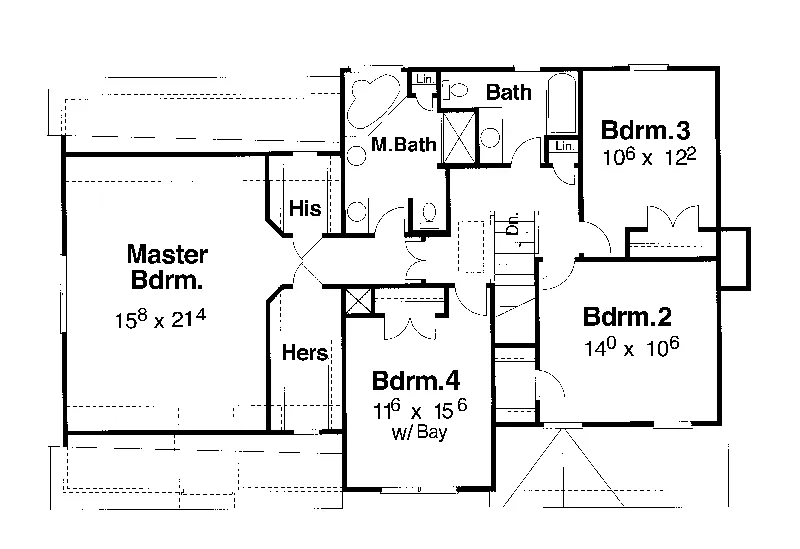Farmhouse Plan Second Floor - Rupert Point Country Home 052D-0109 - Shop House Plans and More